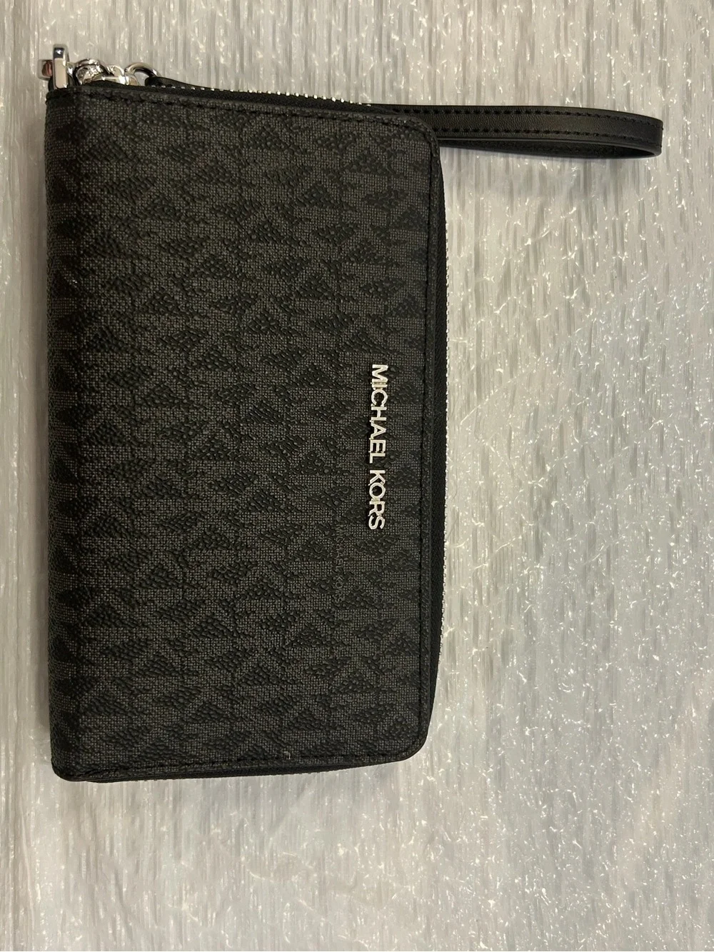 Michael Kors Black Logo Belt Bag with Silver Chain Accent